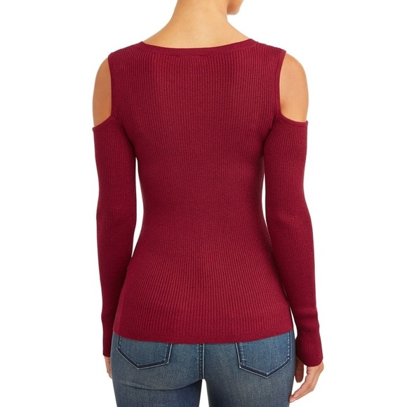 COPY - New Sofia Vergara Cold-Shoulder Metallic Ribbed V-Neck Knit Top Women's … - Picture 2 of 4